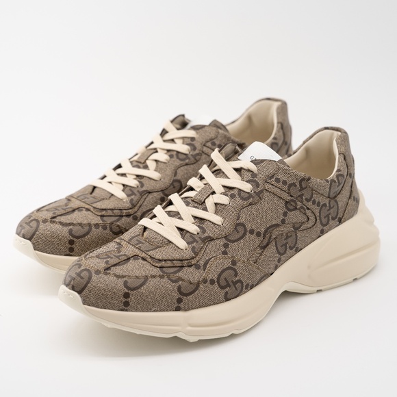 Size 15.5G - Gucci 100 Rhyton Sneaker Beige Monogram Macro GG Canvas - Picture 1 of 13